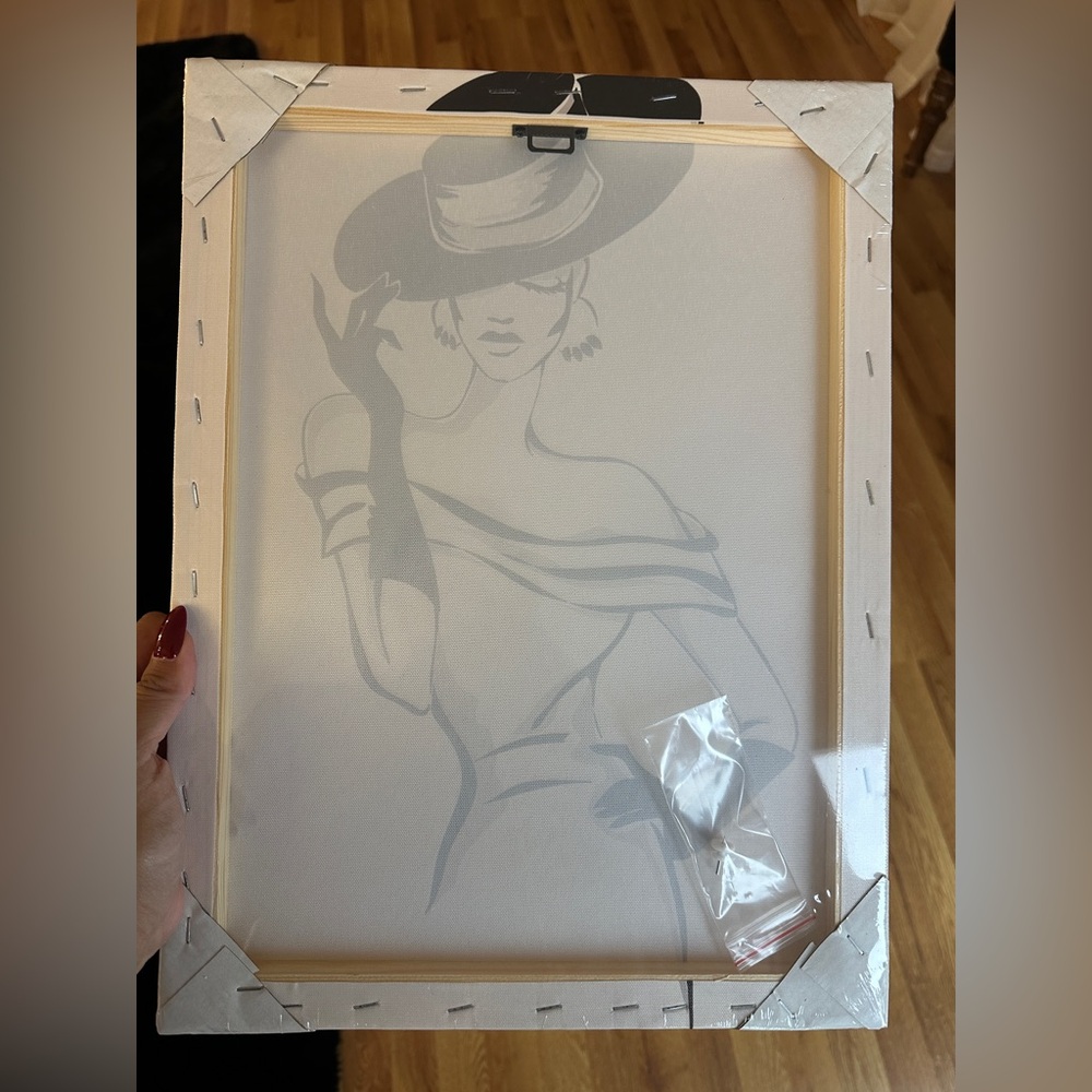 Chic Black and White Fashion Illustration canvas art - Picture 2 of 2